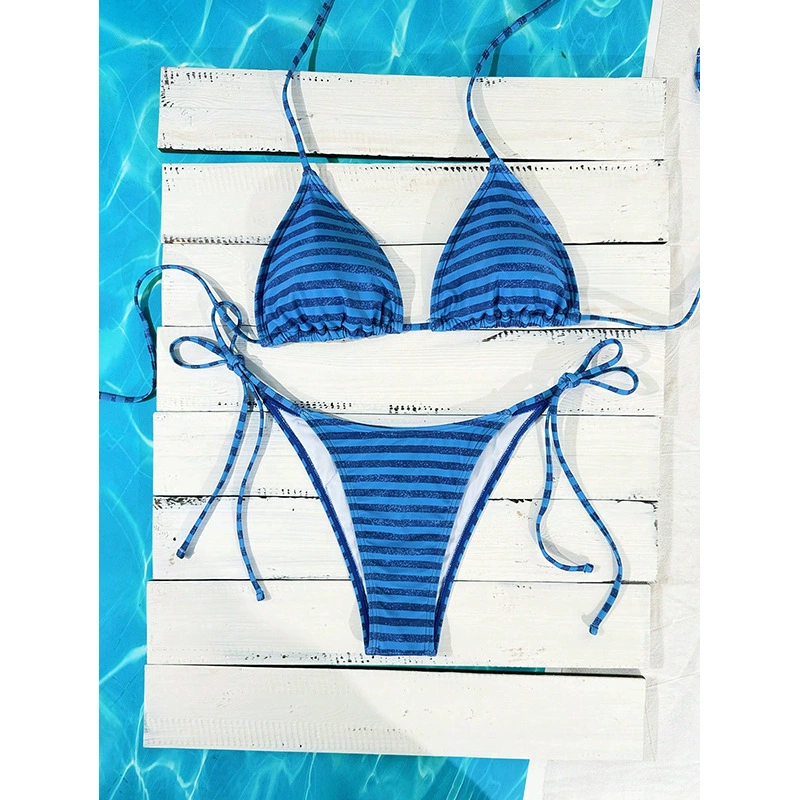 Two-Piece Triangle Bikini Set with Halter Neck and Side Ties view 11
