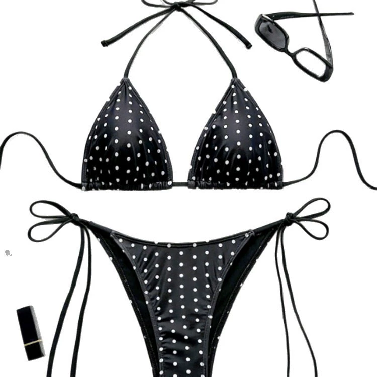 Two-Piece Triangle Bikini Set with Halter Neck and Side Ties view 5