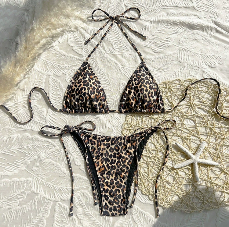 Two-Piece Triangle Bikini Set with Halter Neck and Side Ties view 8