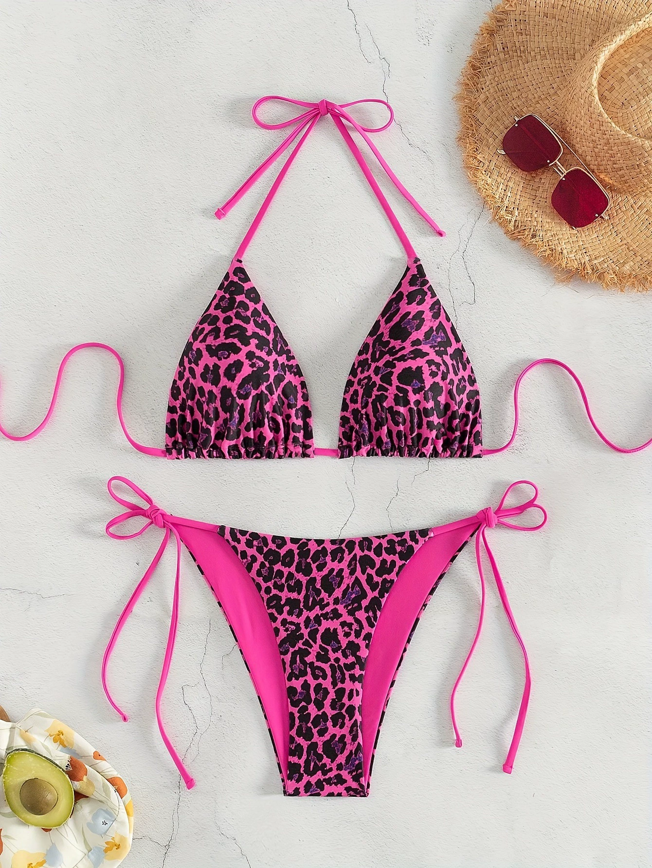 Two-Piece Triangle Bikini Set with String Ties view 7