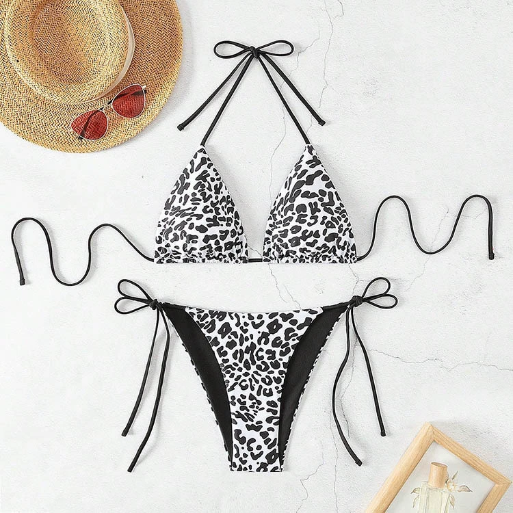 Two-Piece Triangle Bikini Set with String Ties view 8