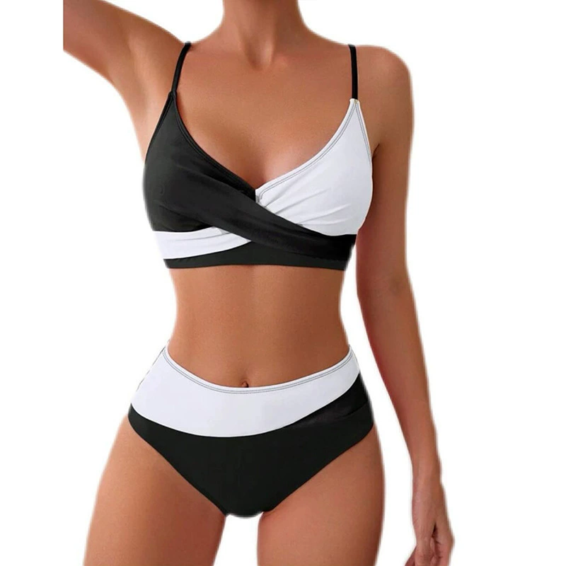 Wrap Front Bikini Set with High Waist Briefs