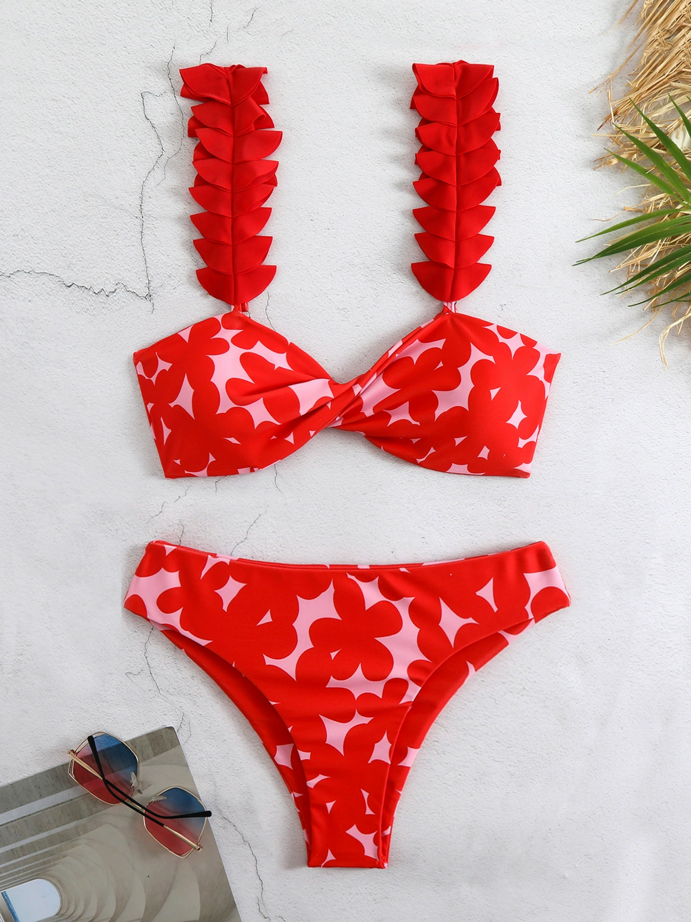 Ruffled Twist Front Two-Piece Bikini Set