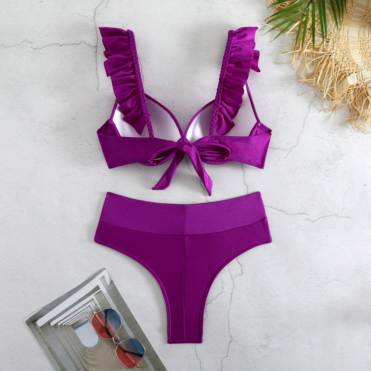 Ruffle Strap High Waist Two Piece Bikini Set view 4