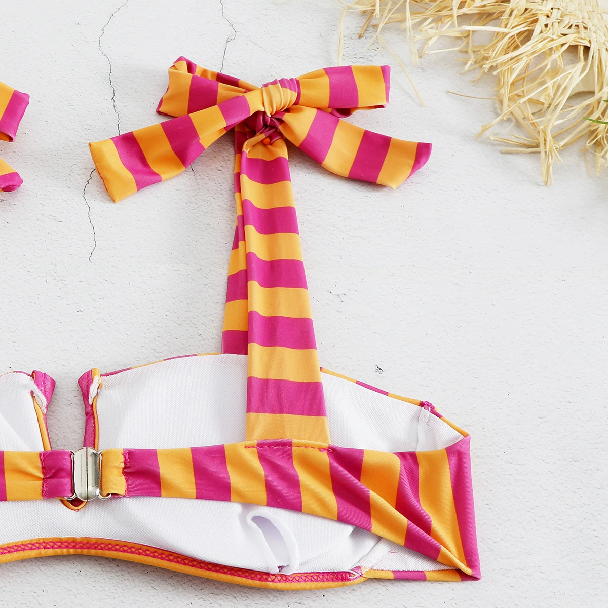 Two-Piece Bikini Set with V-Neck Top and Adjustable Bow Straps view 4