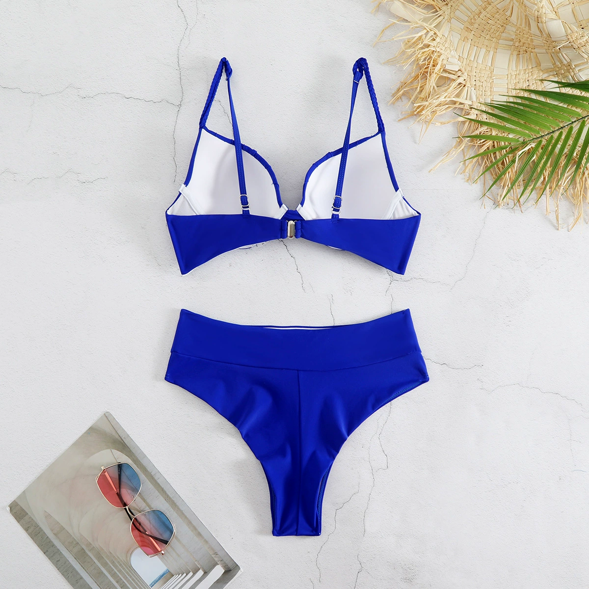 Pleated Cup High Waist Bikini Set view 4