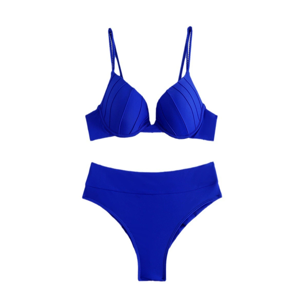 Pleated Cup High Waist Bikini Set view 5
