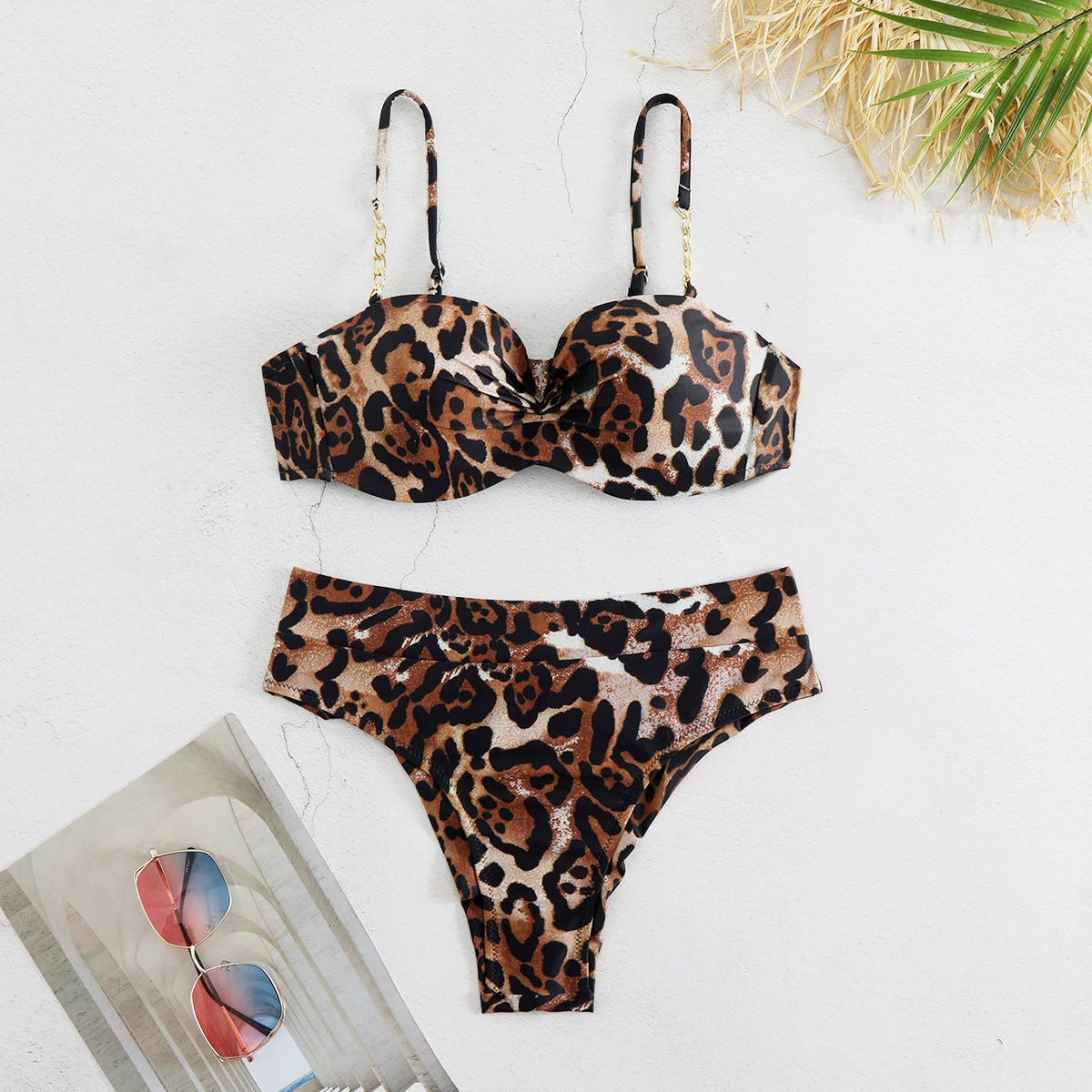 Women’s Two-Piece Bikini Set with Underwire Top and High-Waist Bottoms