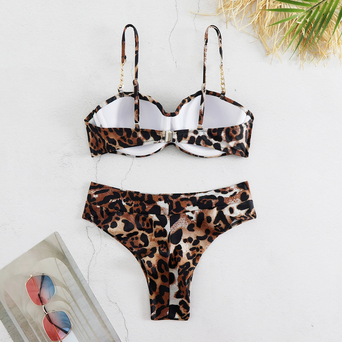 Women’s Two-Piece Bikini Set with Underwire Top and High-Waist Bottoms