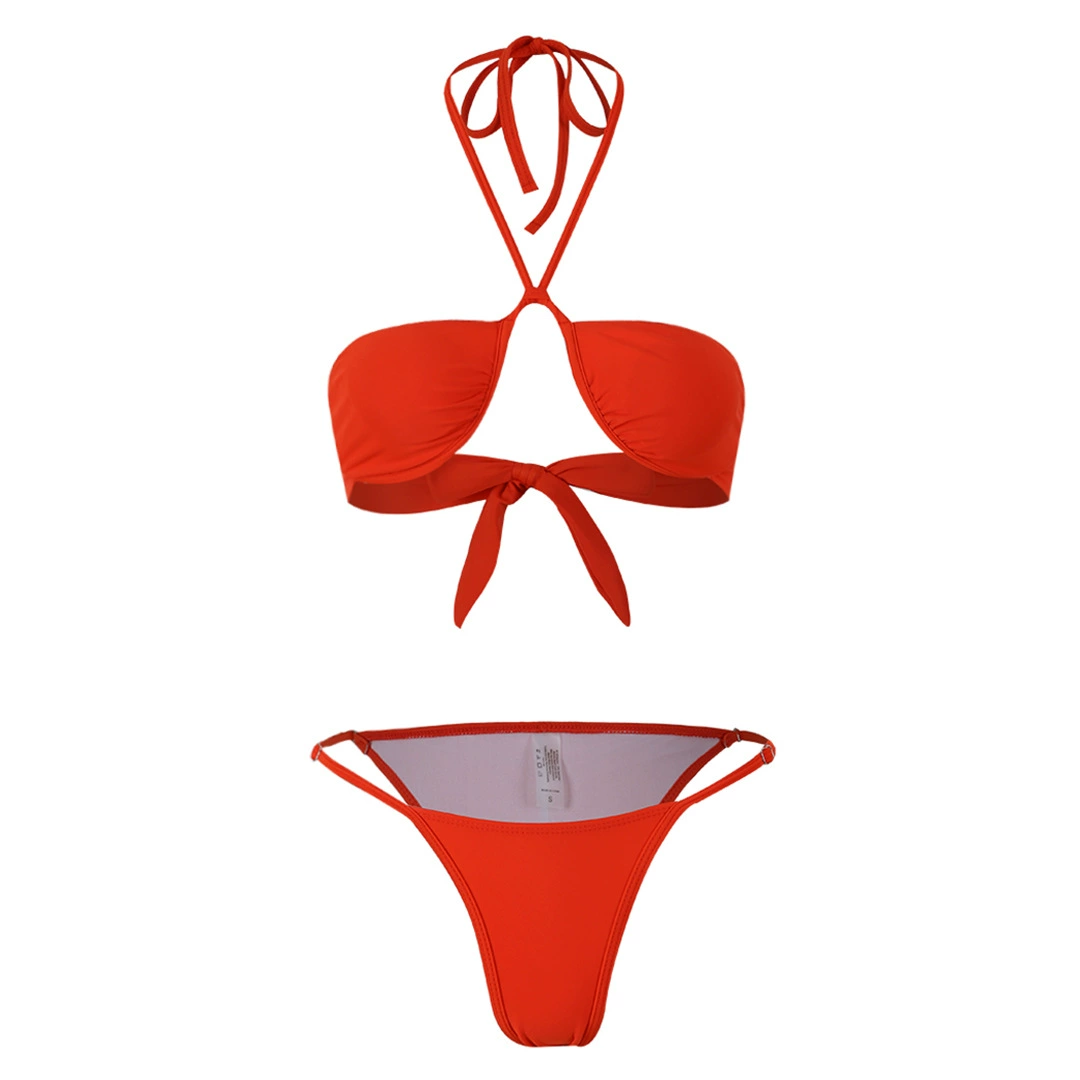 Halter Neck Two-Piece Bikini Set with Thong Bottom view 3