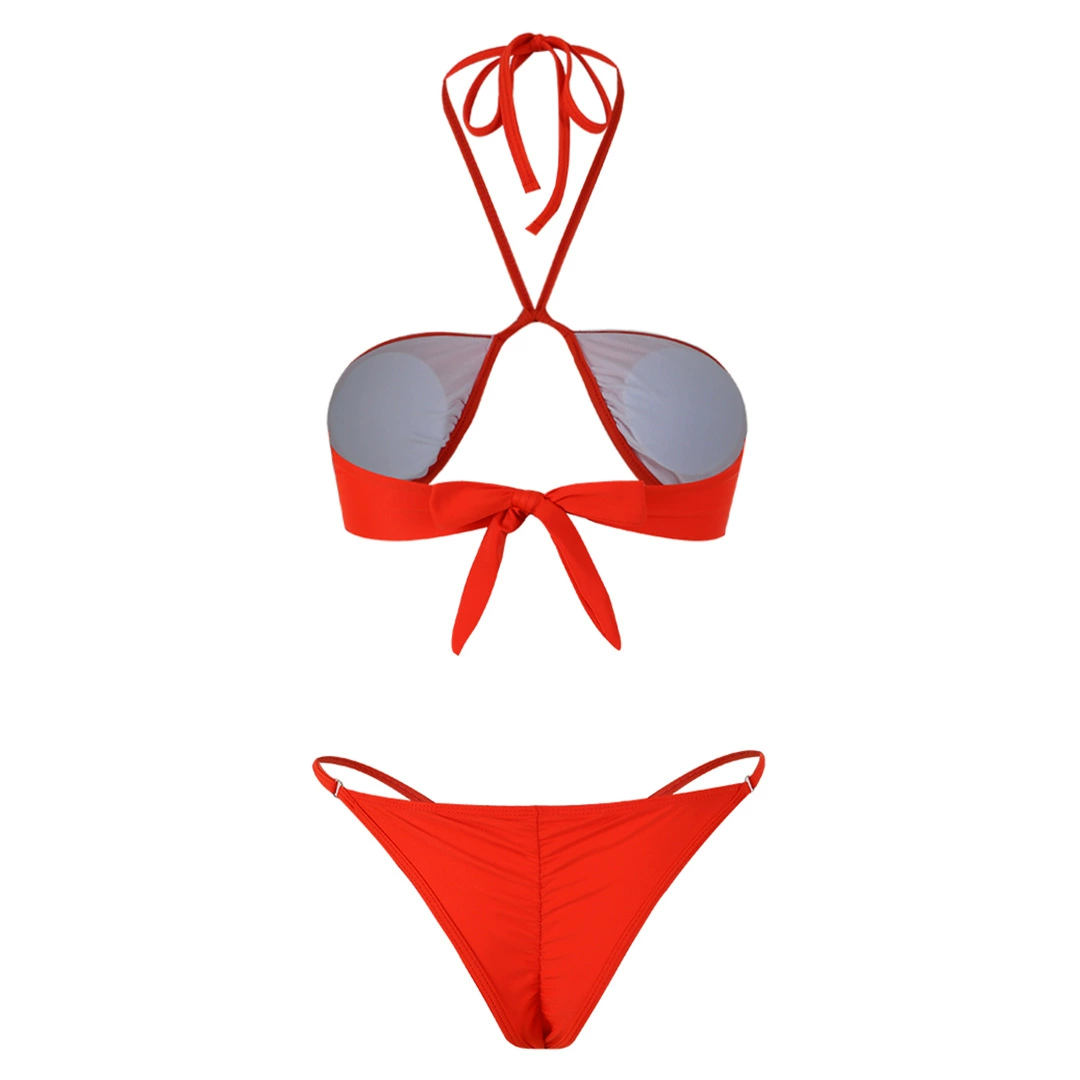 Halter Neck Two-Piece Bikini Set with Thong Bottom view 4