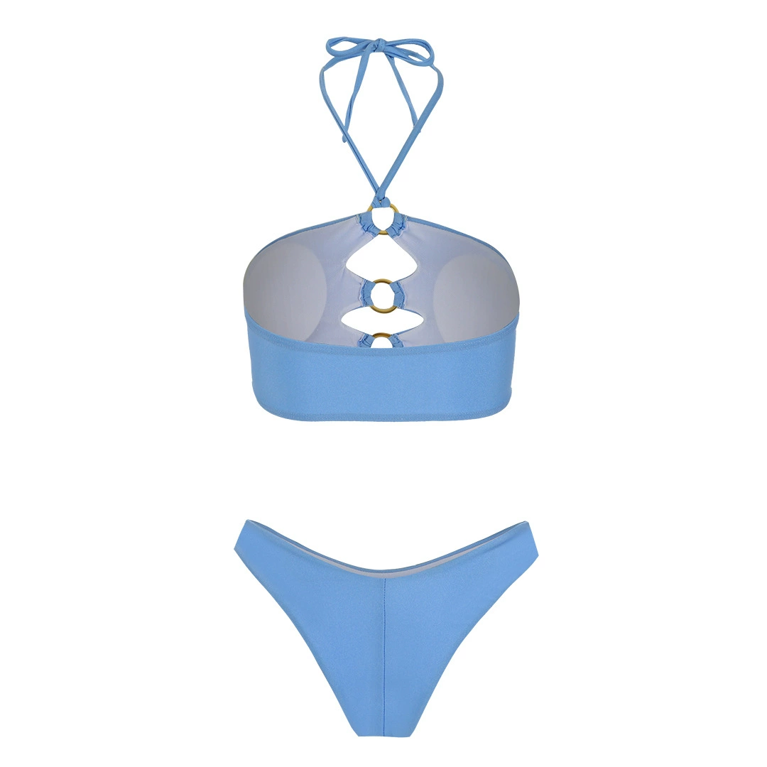 Ring Detail Halter Bikini Set with High Cut Bottoms view 3