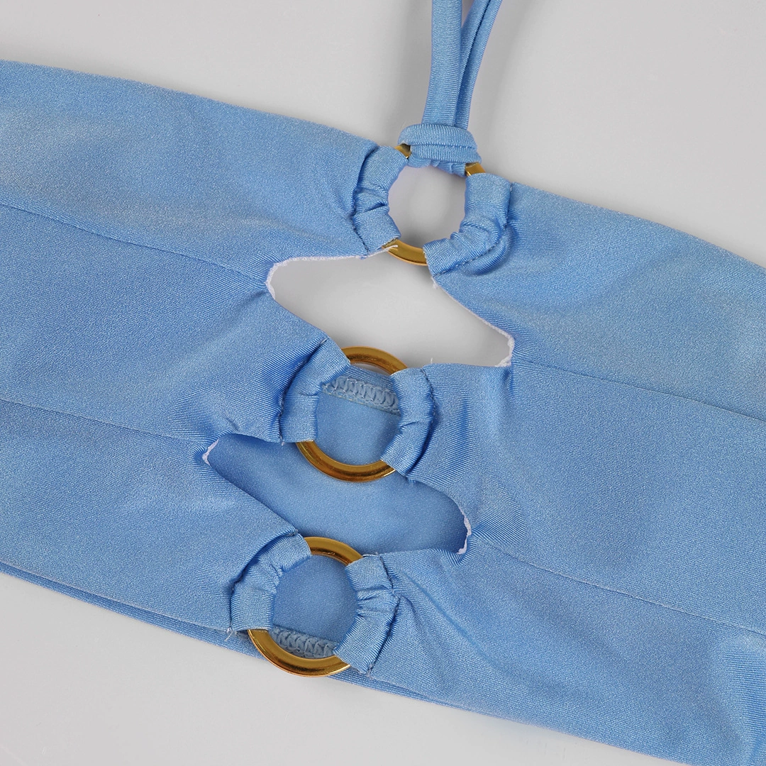 Ring Detail Halter Bikini Set with High Cut Bottoms view 4