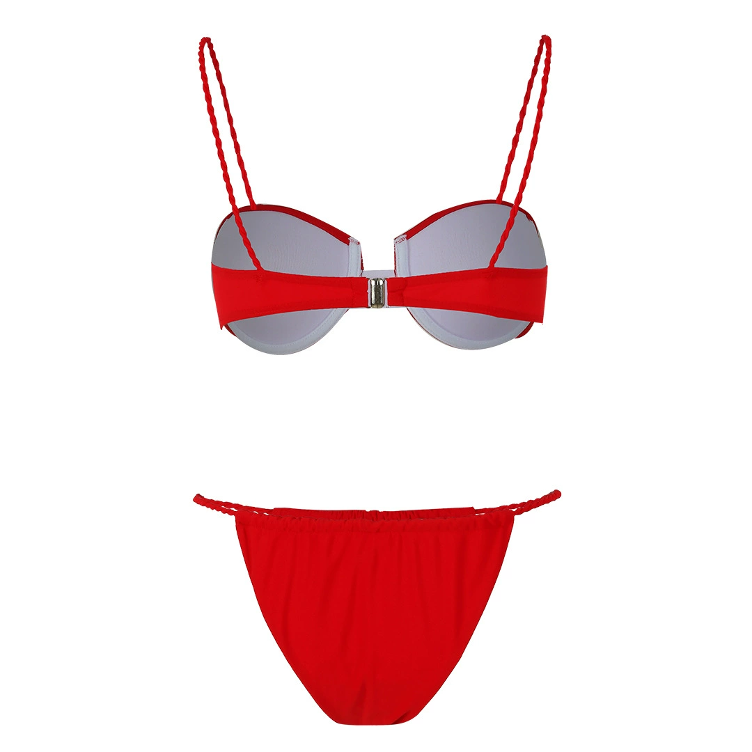 Women's Two-Piece Bikini Set with Braided Straps and Low-Rise Bottom view 4