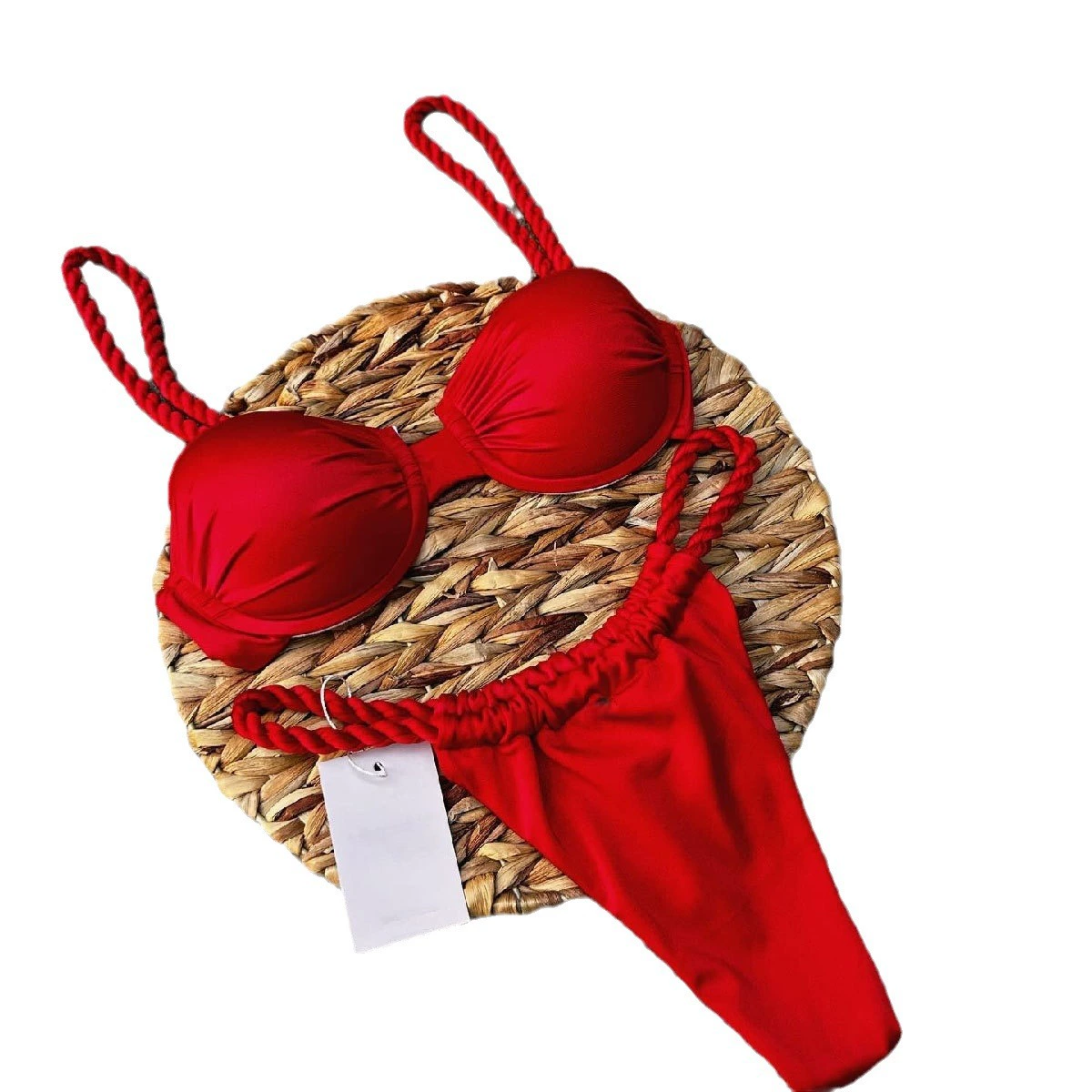 Women's Two-Piece Bikini Set with Braided Straps and Low-Rise Bottom view 5