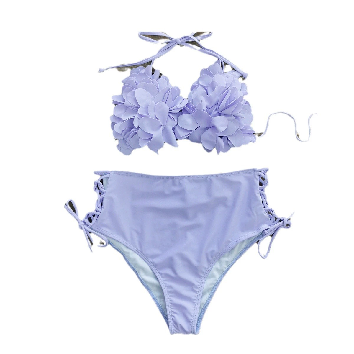 Halter Neck Bikini Set with High-Waist Tie-Side Bottoms view 5