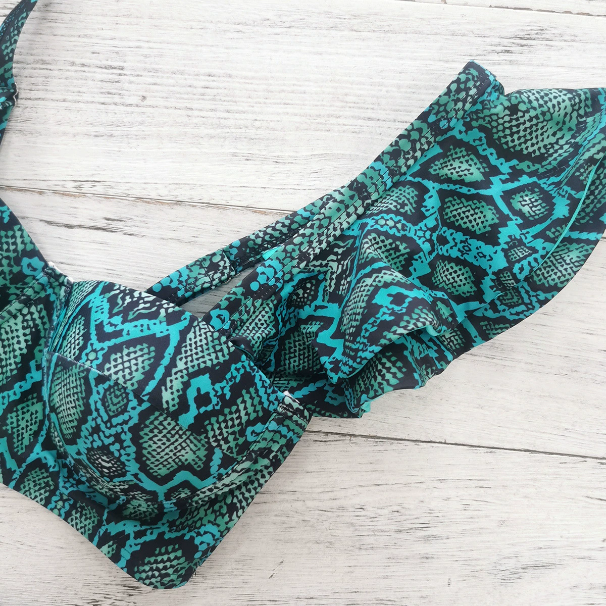 One-Shoulder Ruffle High-Waist Asymmetric Bikini Set view 3