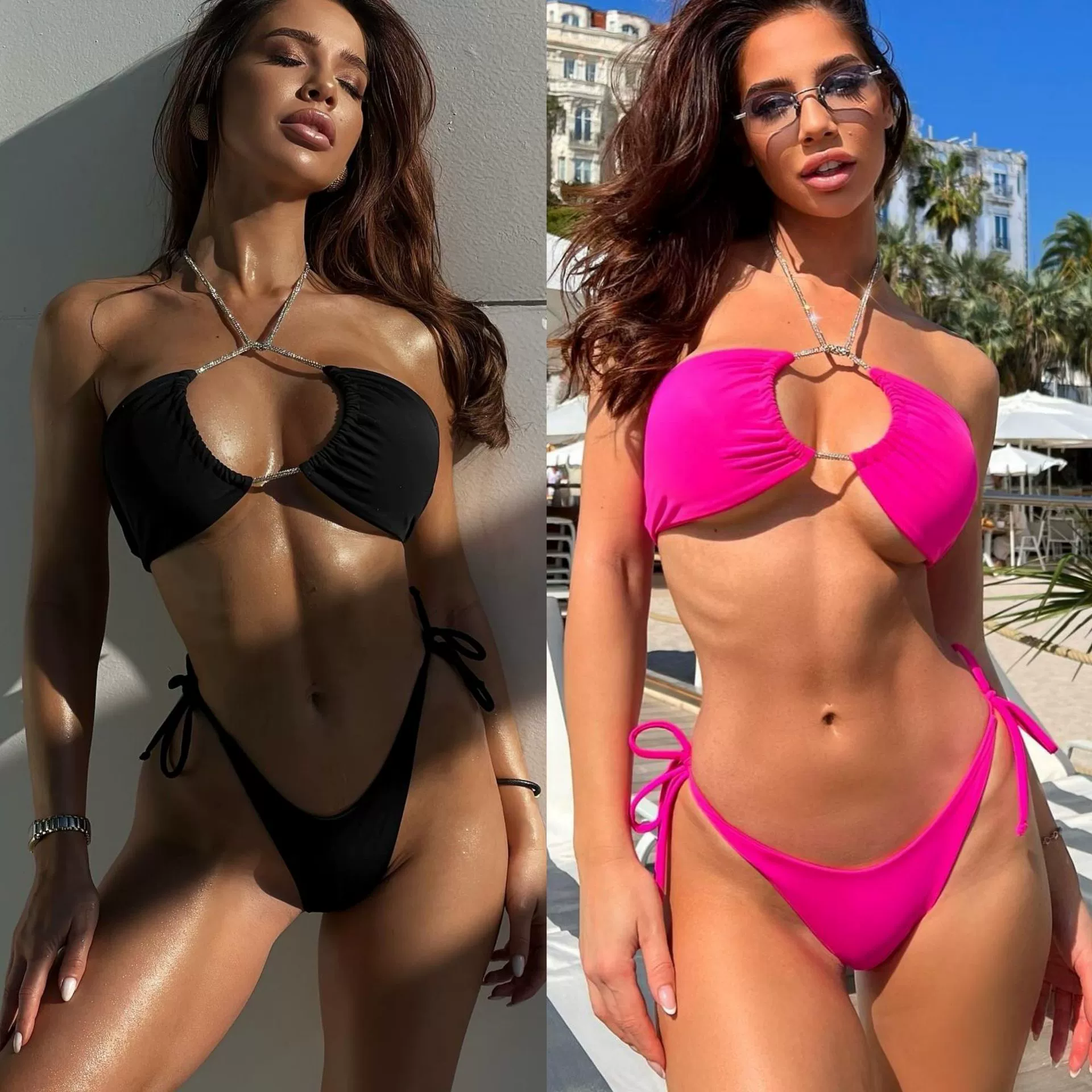 Halter Neck Ring Cutout Two-Piece Bikini Set