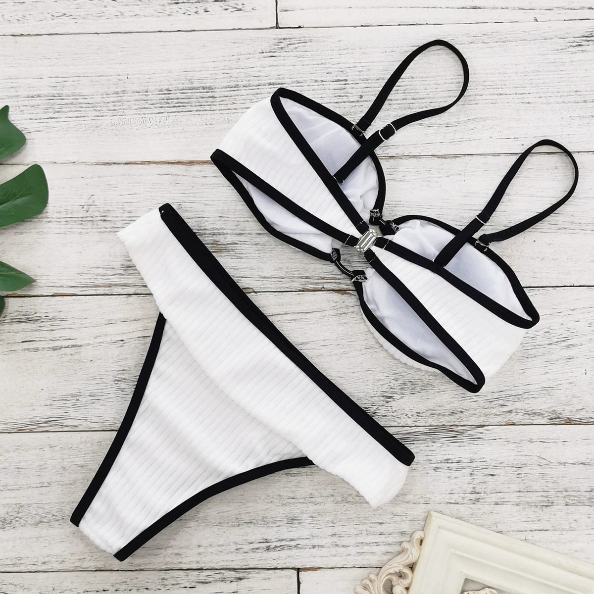 Bandeau Bikini Set with Ring Detail and High-Waist Bottom view 4