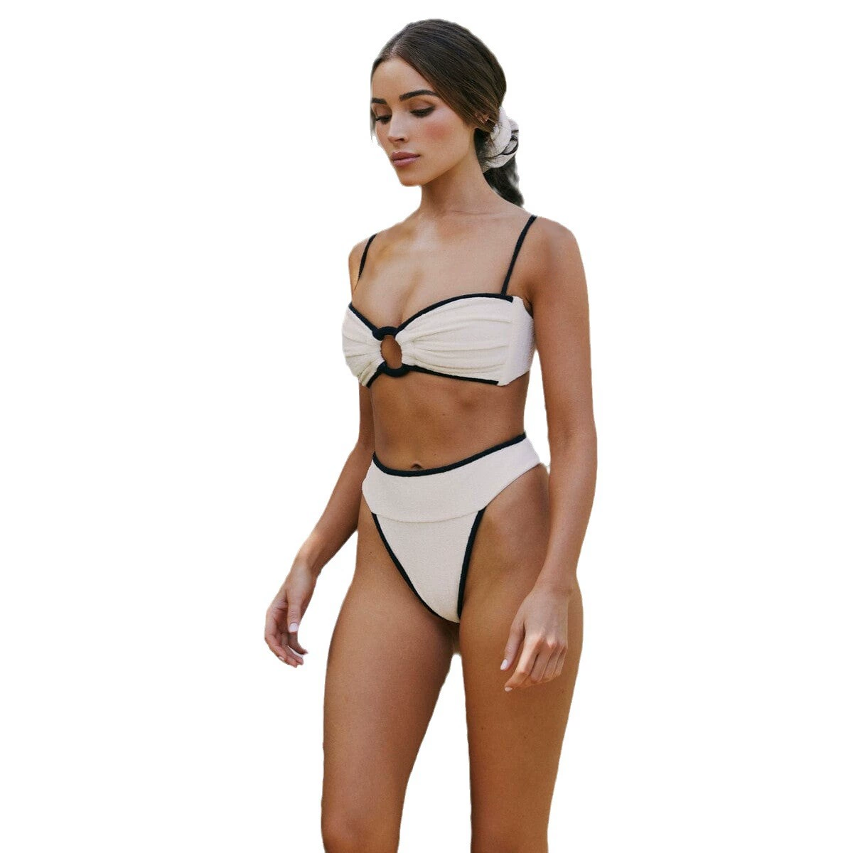 Bandeau Bikini Set with Ring Detail and High-Waist Bottom view 5