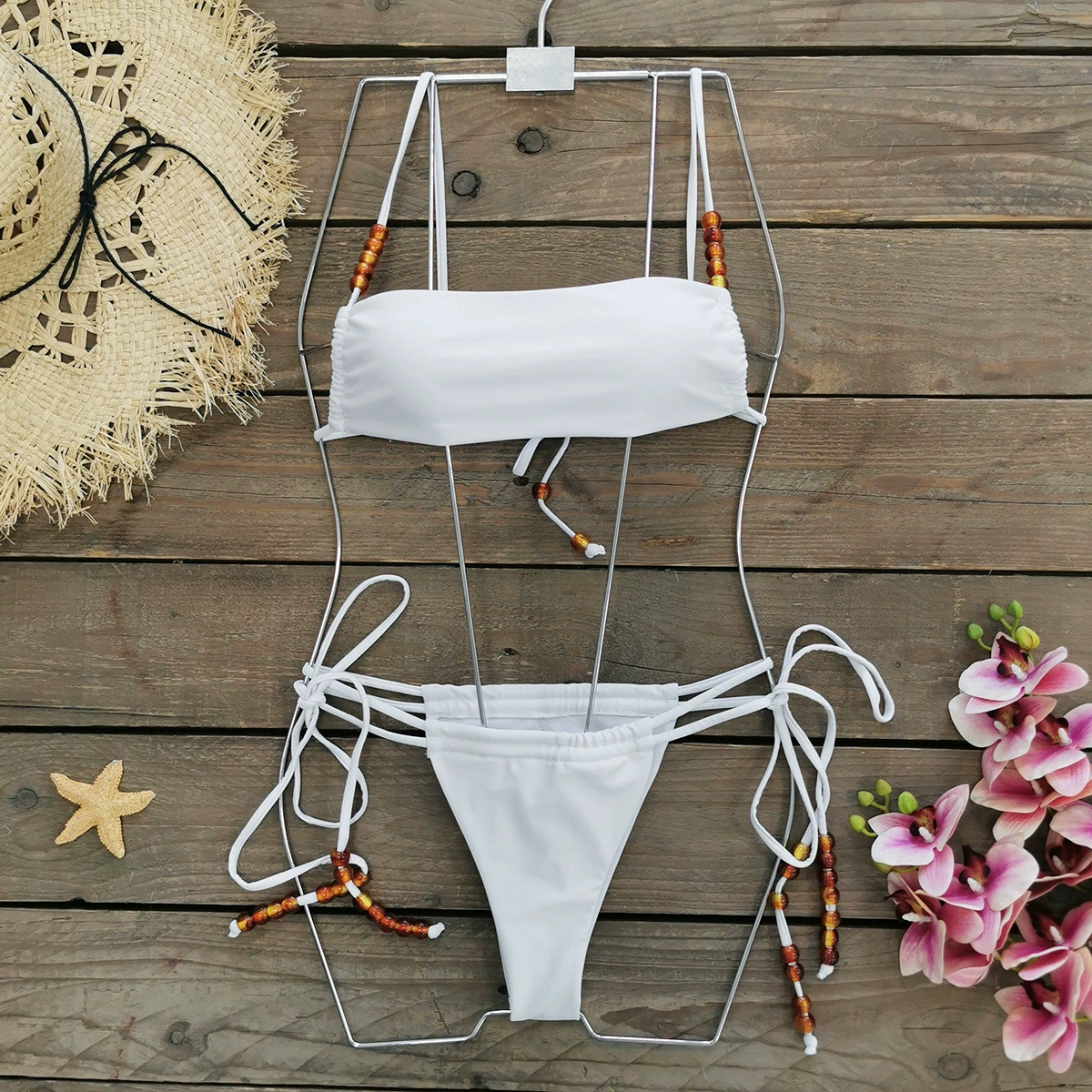 Beaded Bandeau Bikini Set view 6