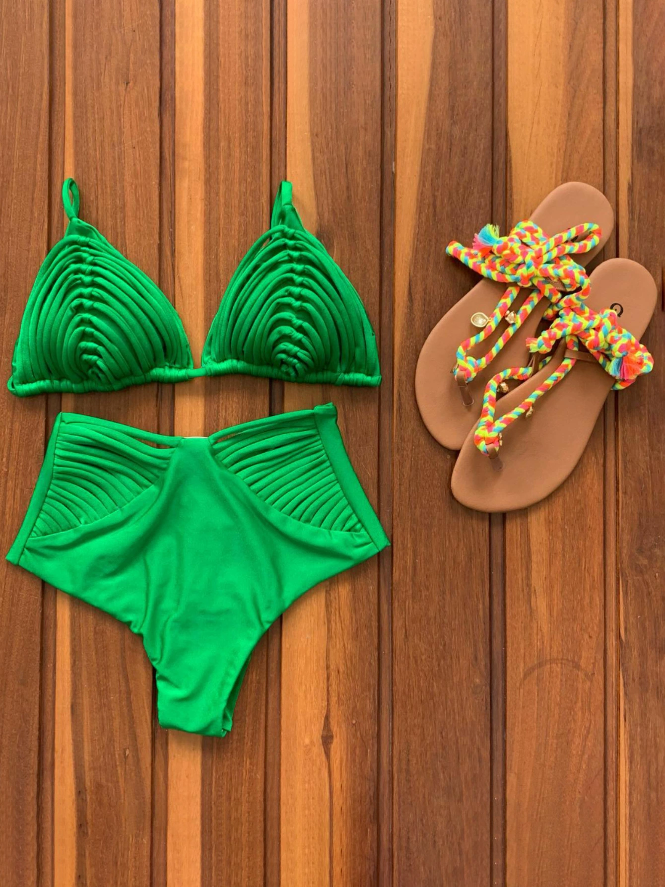 Halter Triangle Bikini Set with High Waist Bottom view 4