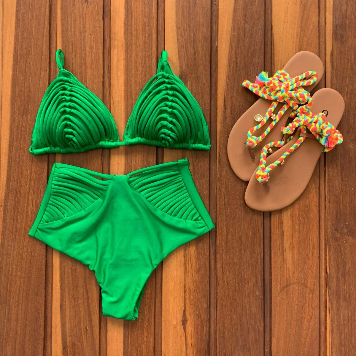 Halter Triangle Bikini Set with High Waist Bottom view 6