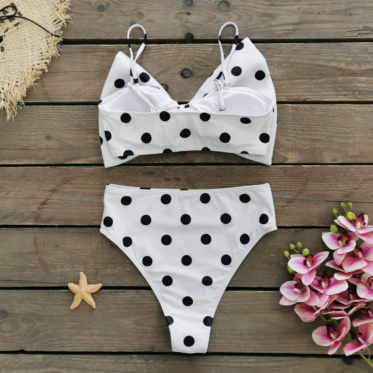 Bow Bandeau Bikini Set with High-Waist Bottom view 4