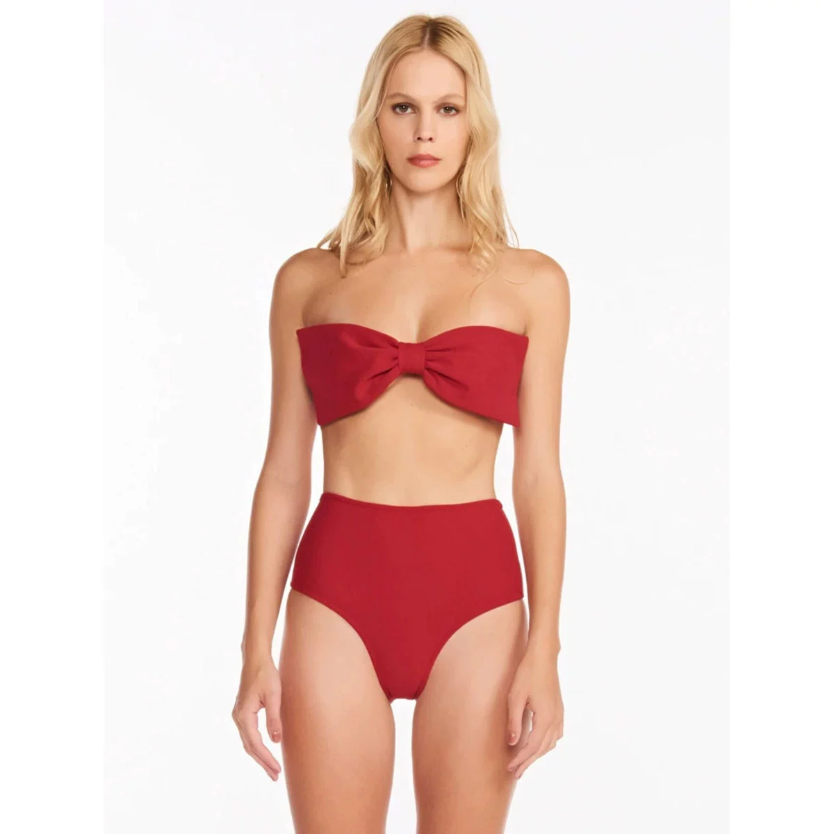 Bow Bandeau Bikini Set with High-Waist Bottom view 5