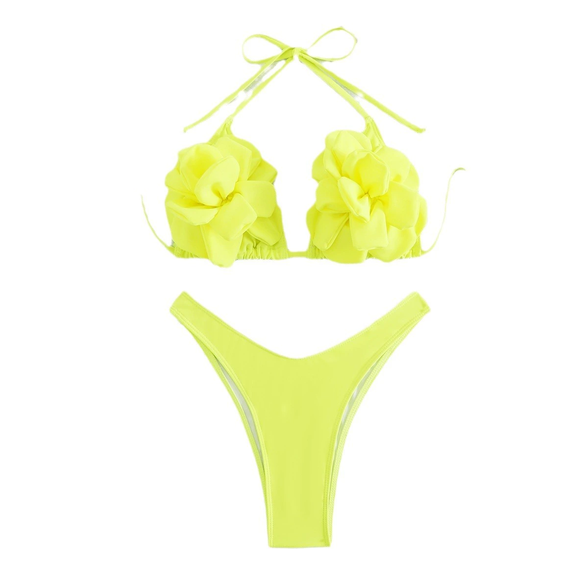 Halter Triangle Bikini Set with High Cut Bottoms view 5
