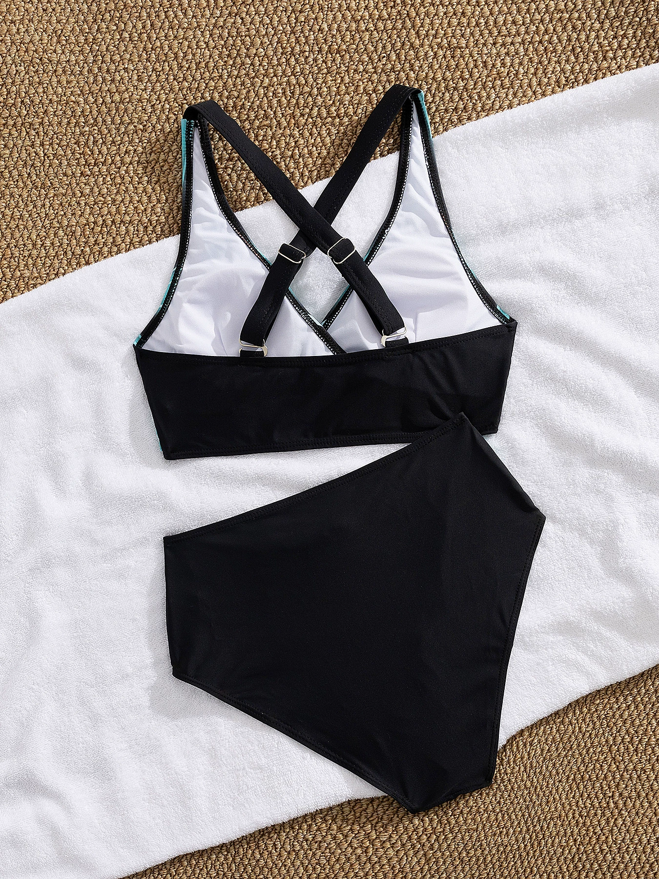 Cross Back Halter Neck Bikini Set with High Waist view 5