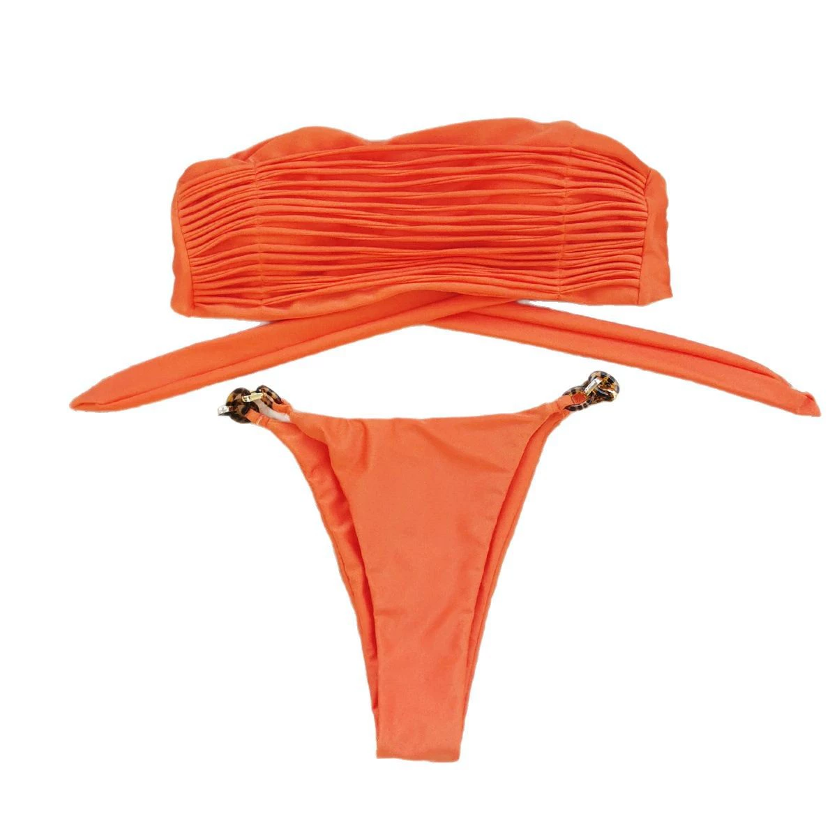 Ruched Bandeau Bikini Set with Ring Details view 5