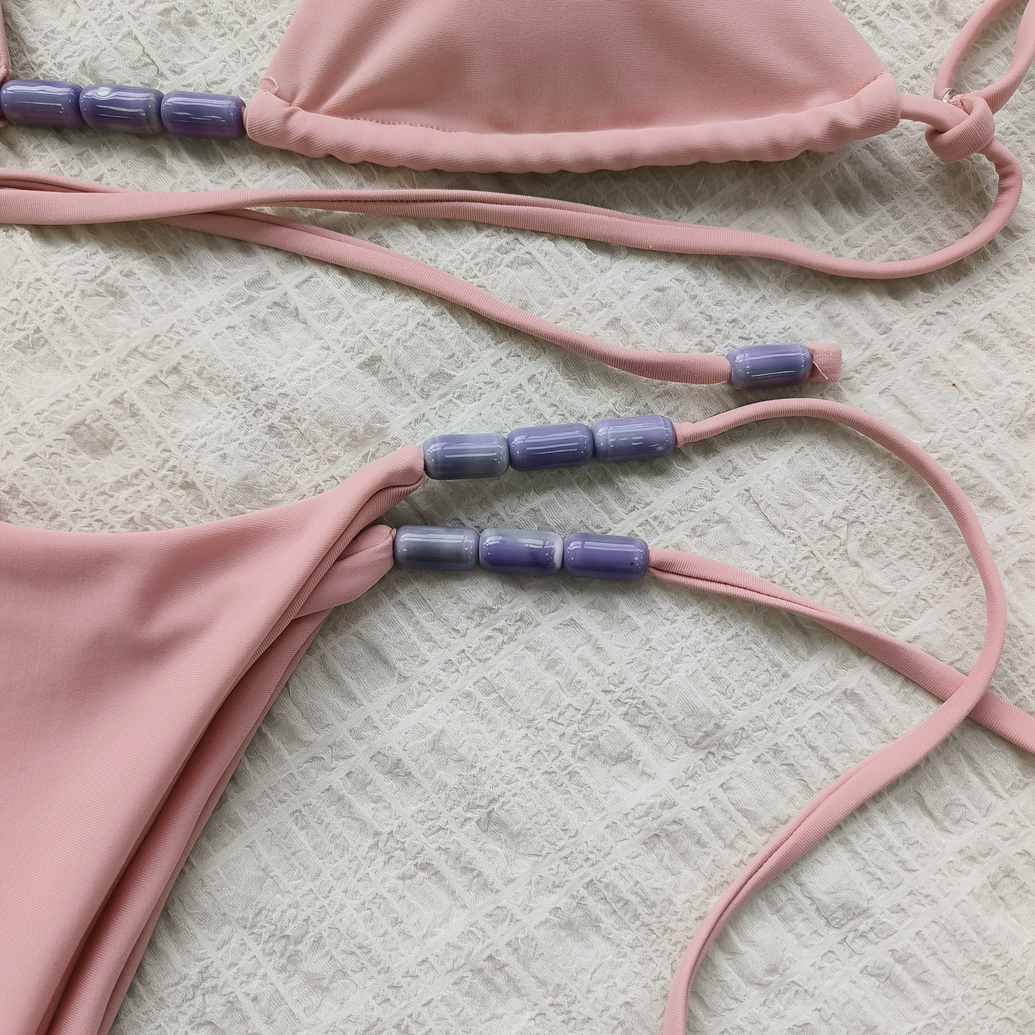 Beaded Triangle String Bikini Set