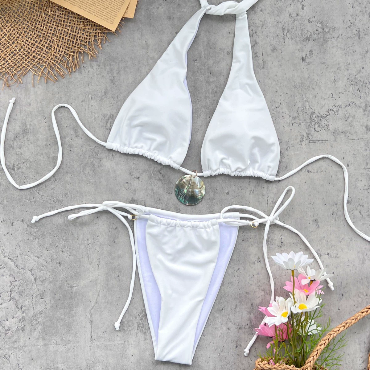 Two-Piece Halter Neck Triangle Bikini Set