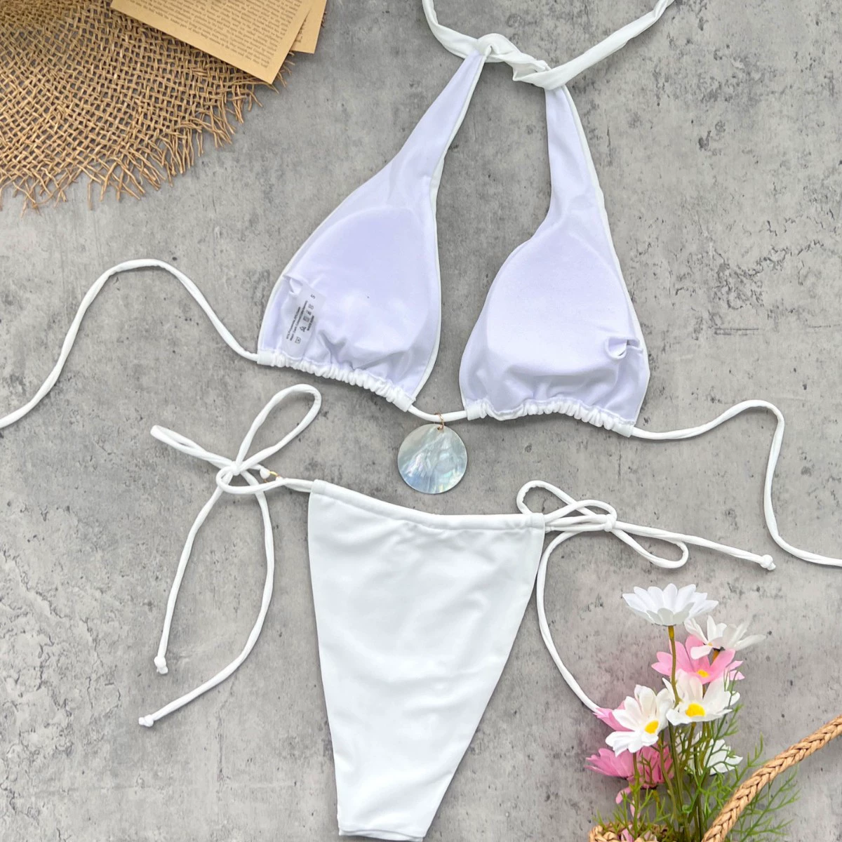 Two-Piece Halter Neck Triangle Bikini Set view 4