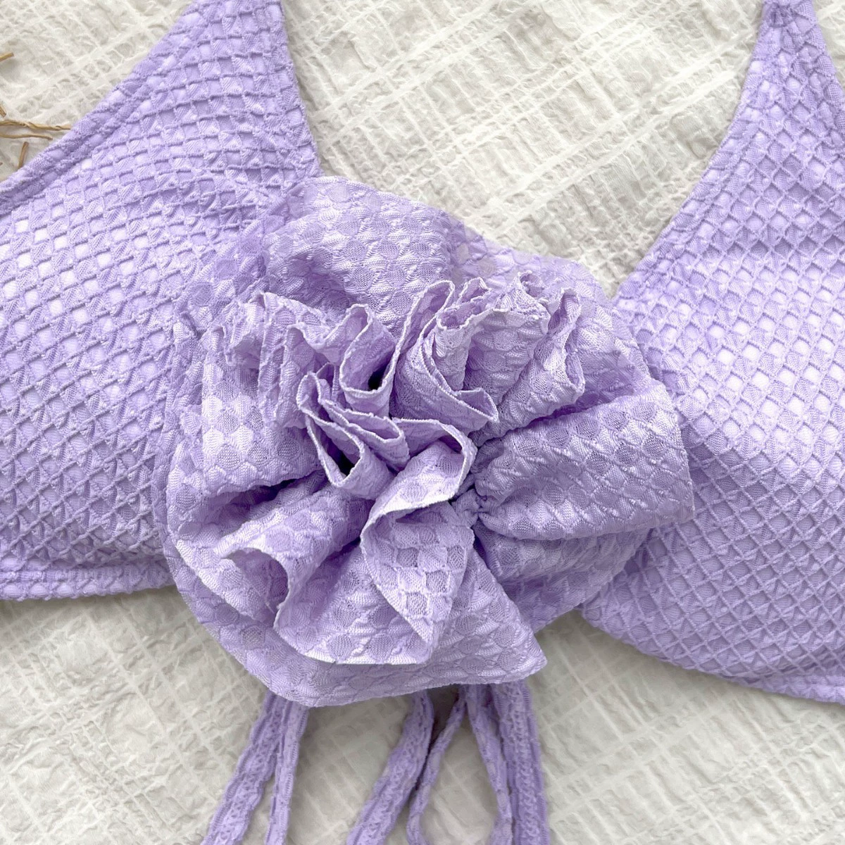 Three-Piece Bikini Set with Halter Top and Wrap Skirt view 4