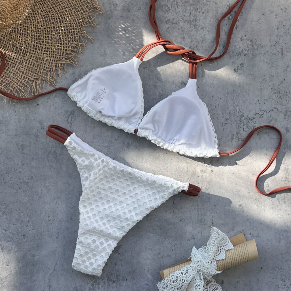 Halter Triangle Bikini Set with Tie Straps view 3