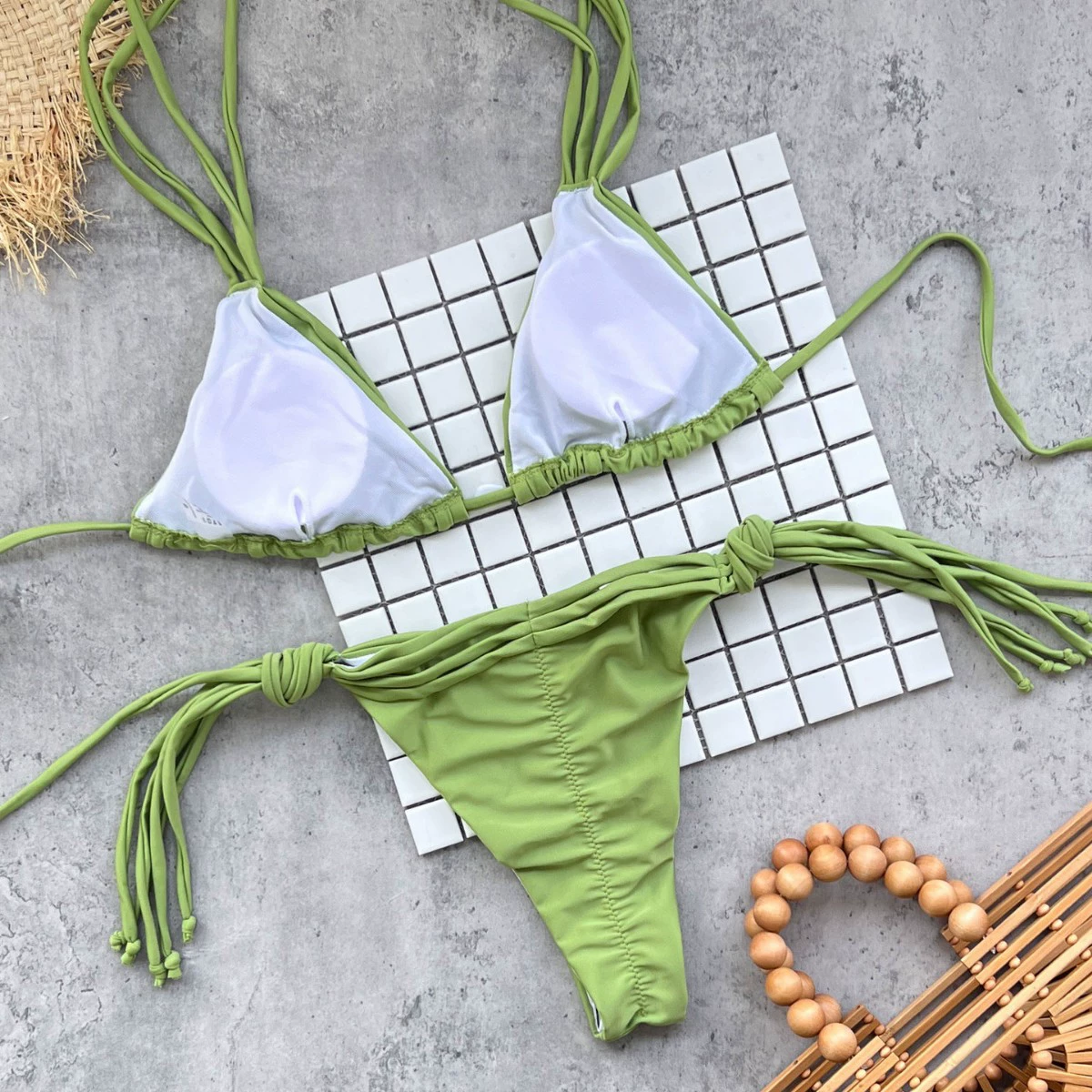 Triangle String Bikini Set with Side-Tie Bottom view 3