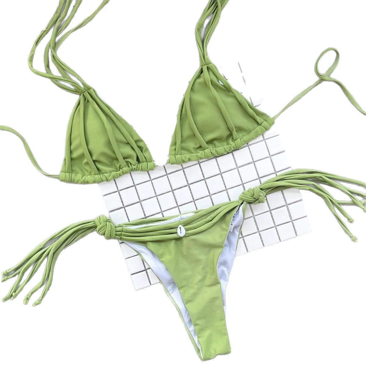 Triangle String Bikini Set with Side-Tie Bottom view 5