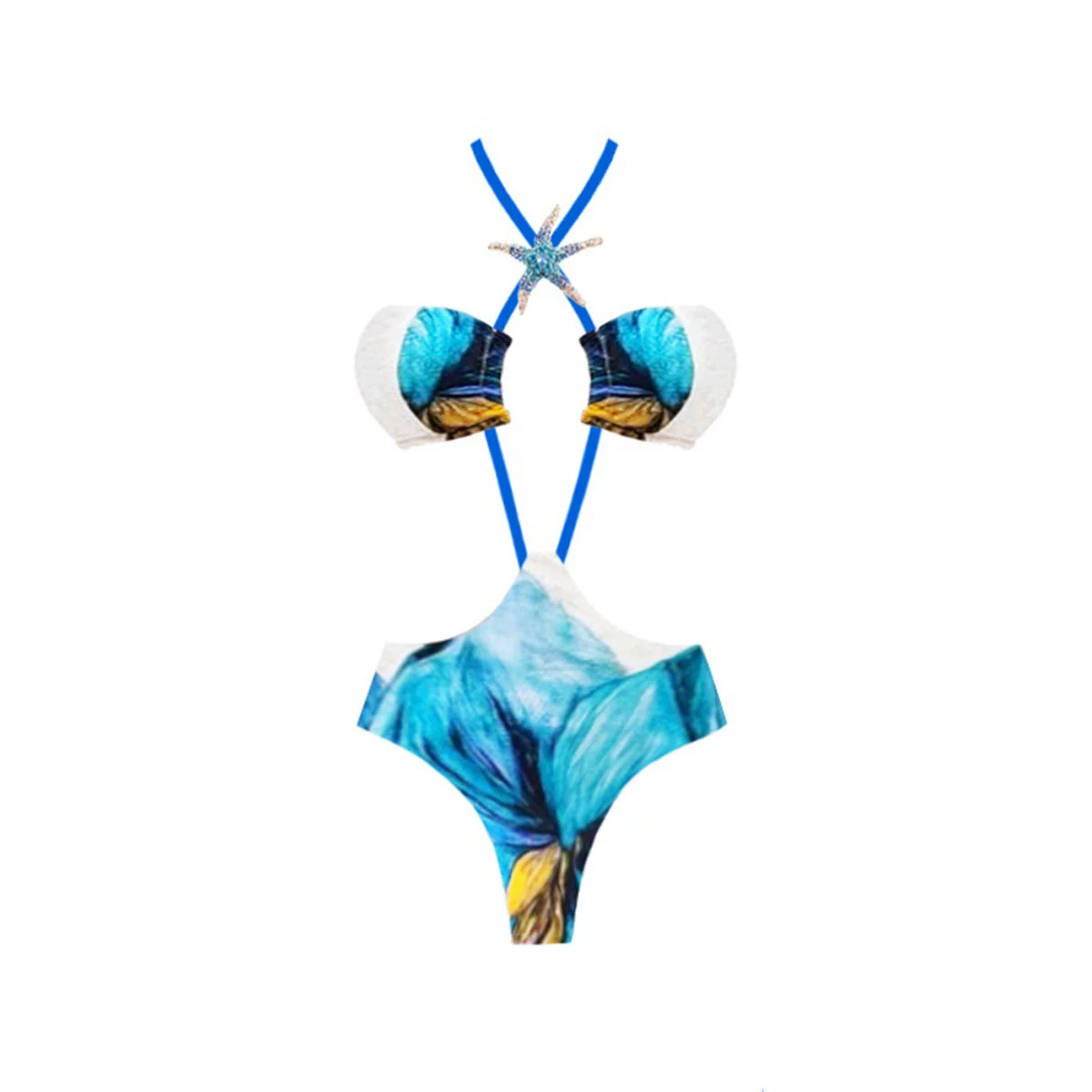 Women’s Halter Bikini Set with High-Waist Bottom and Long Skirt