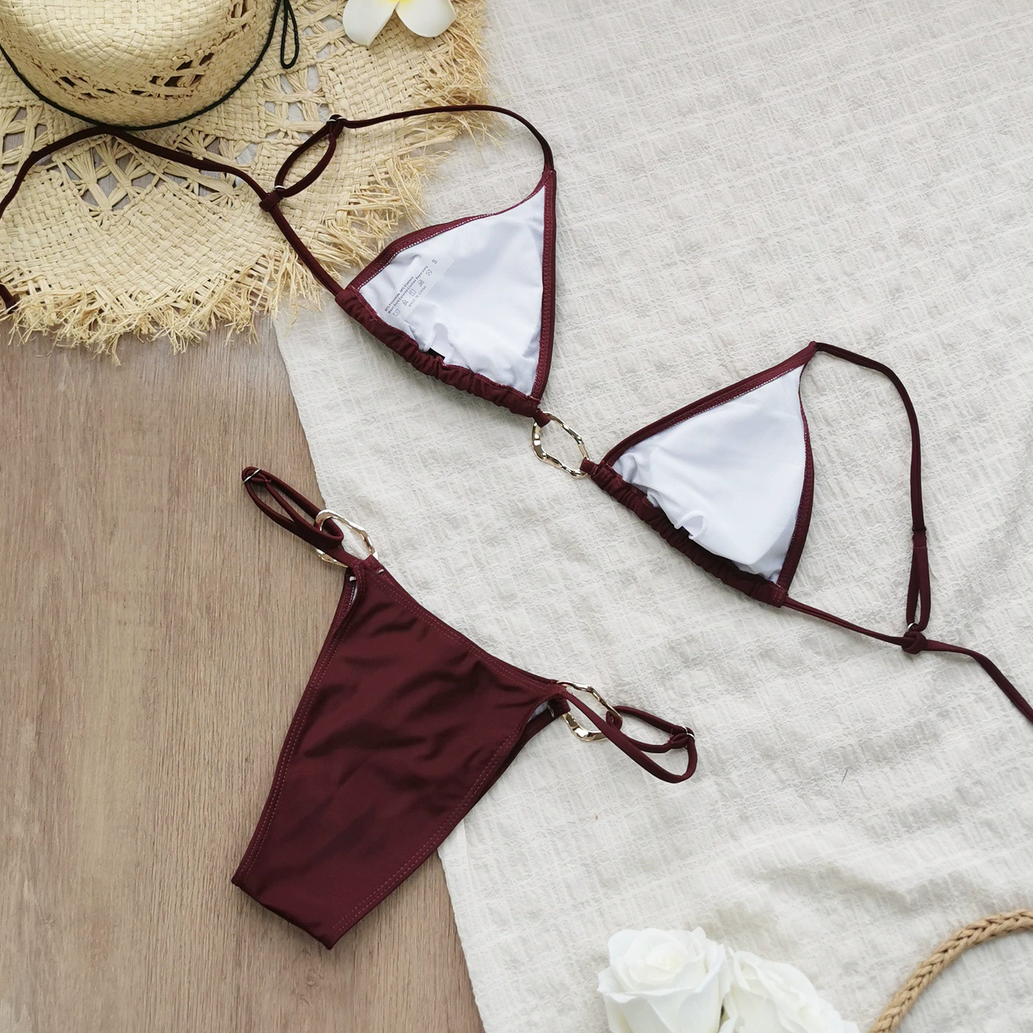 Two-Piece Triangle Bikini Set with Ring Accents view 4