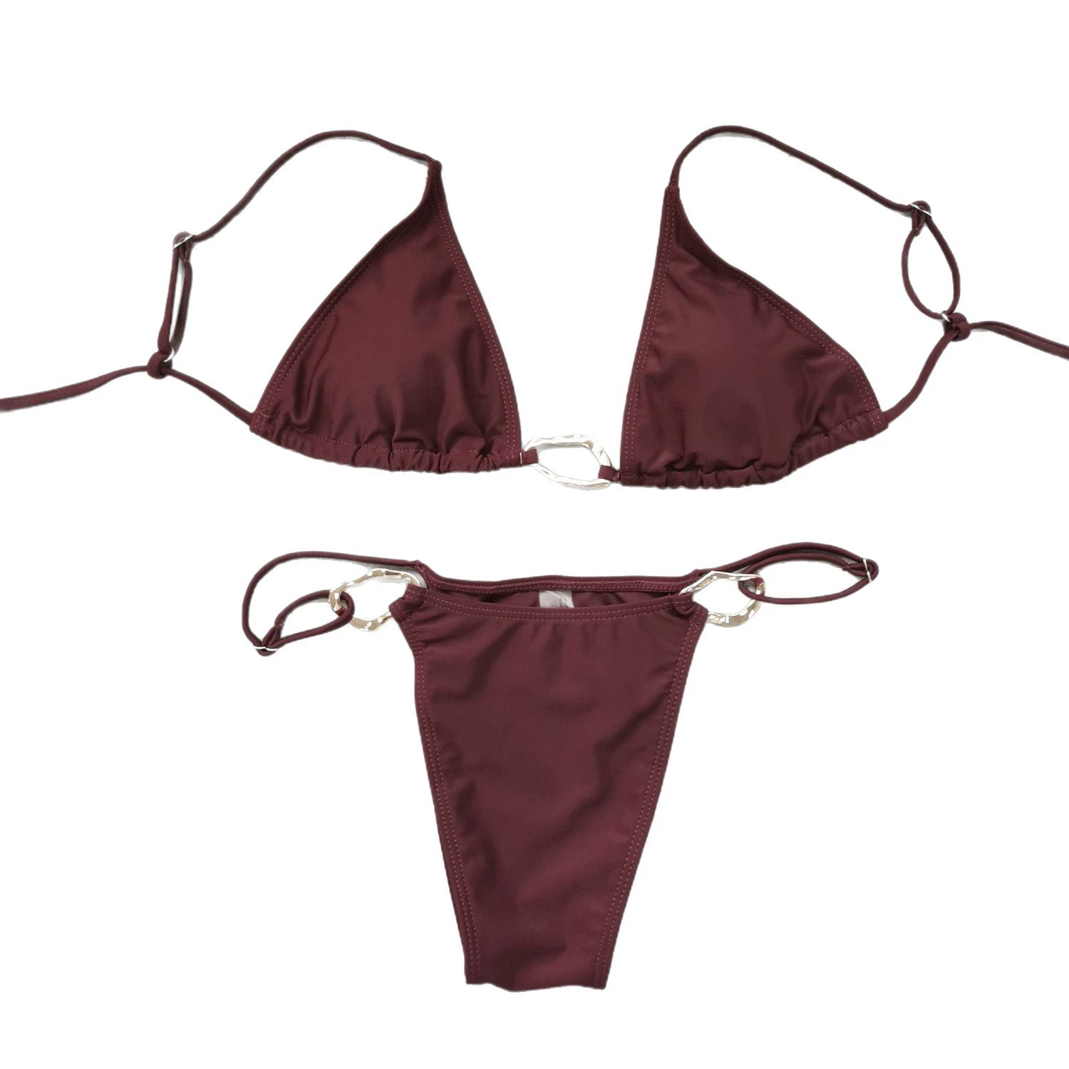Two-Piece Triangle Bikini Set with Ring Accents view 5