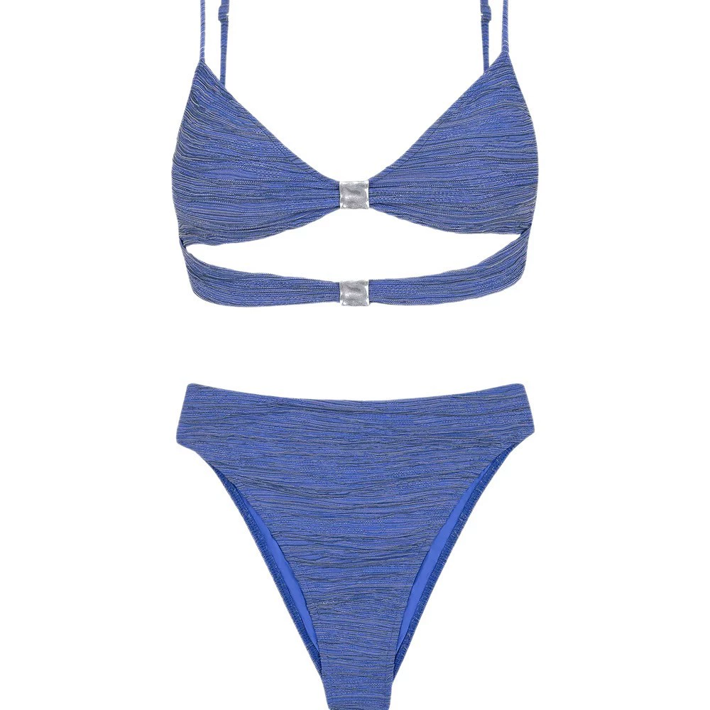 Two-Piece Bikini Set with Front Buckles and High-Waisted Bottom view 5