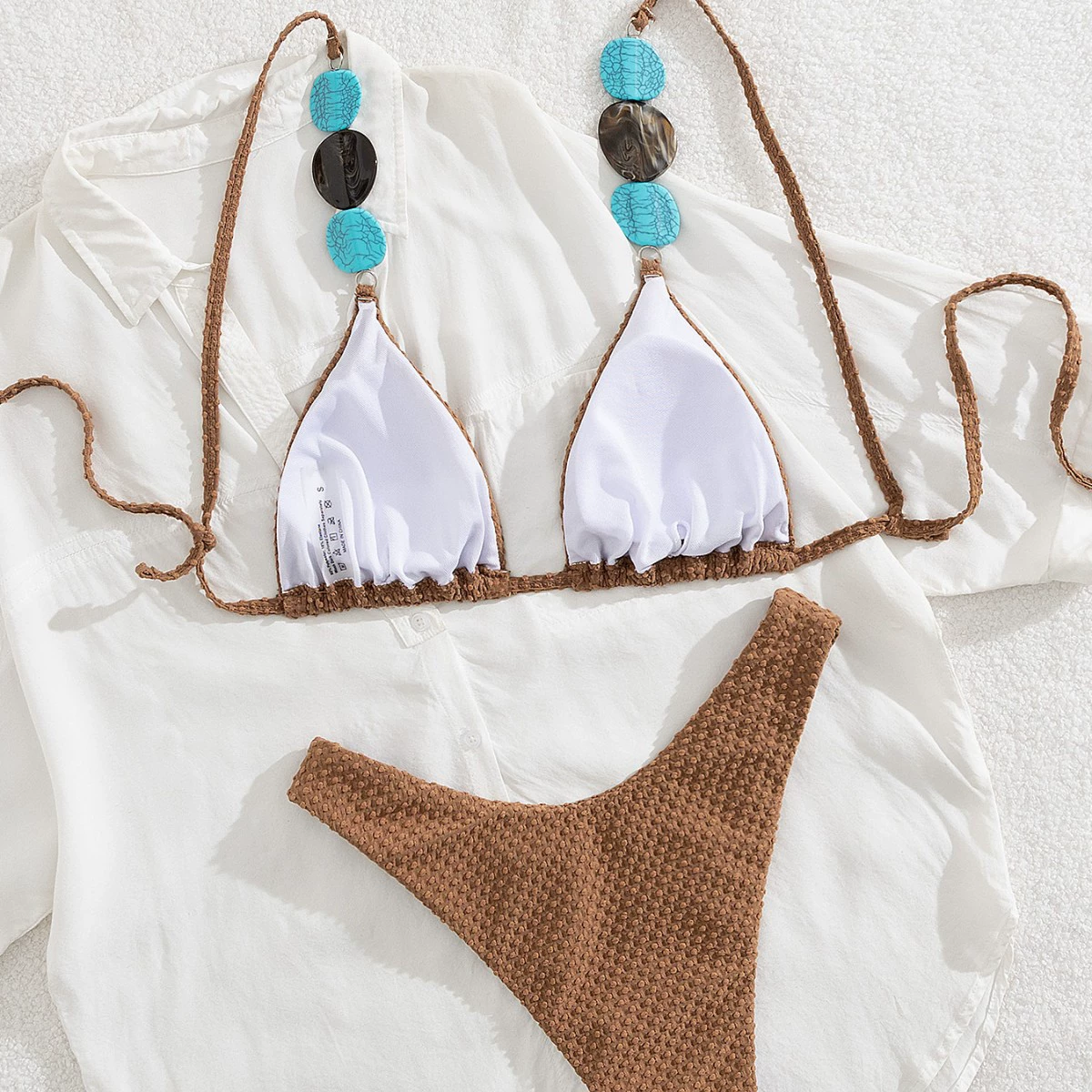 Two-Piece Triangle Bikini Set with Tie Straps view 3