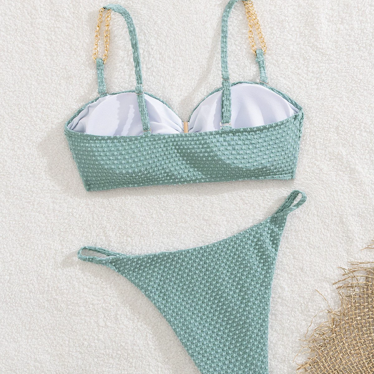 Two-Piece Bikini Set with Ruched Bandeau Top view 4