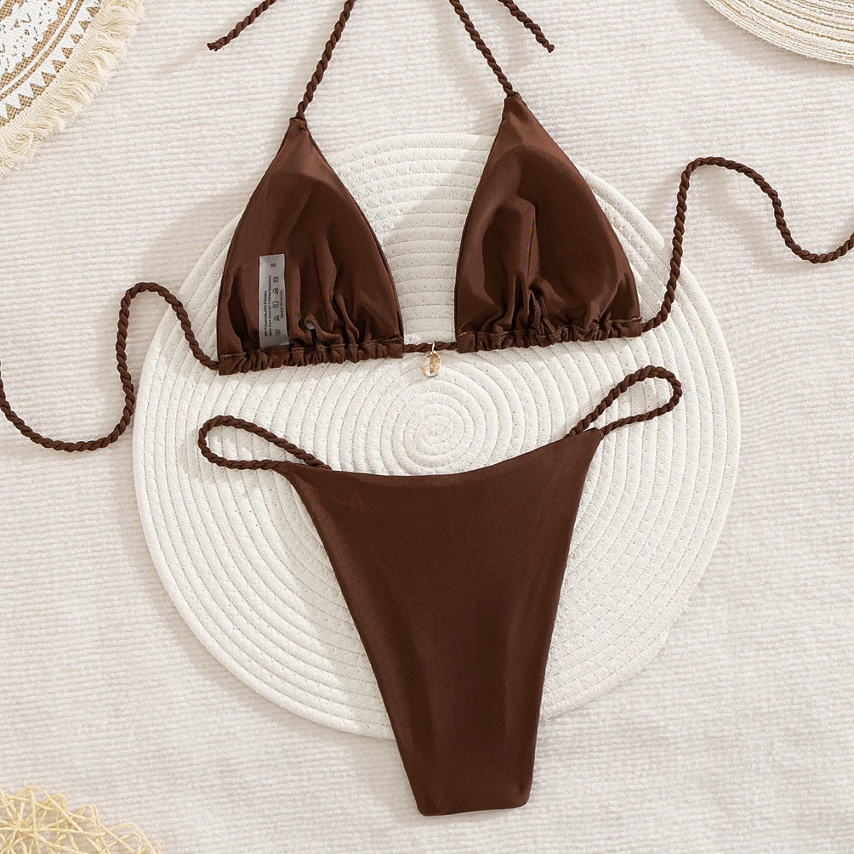 Braided Triangle Bikini Set with Ruched Cups view 4