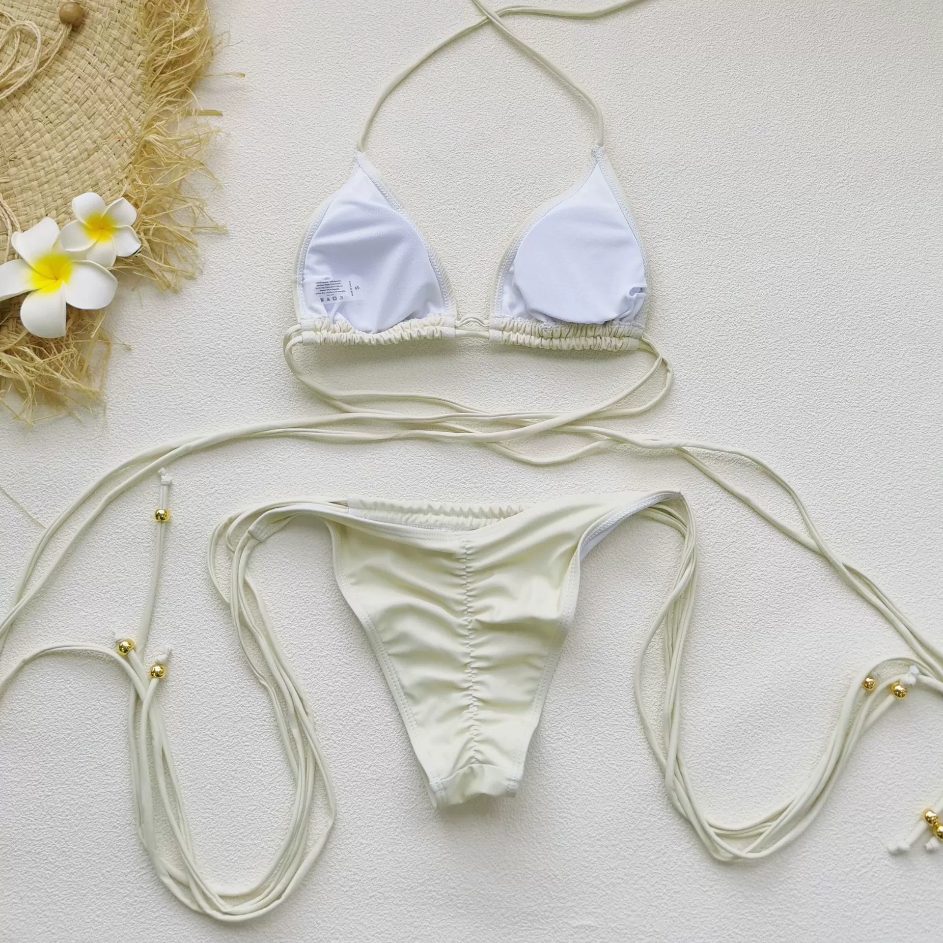 Women's Triangle Bikini Set with Halter Neck and Tie Sides view 4