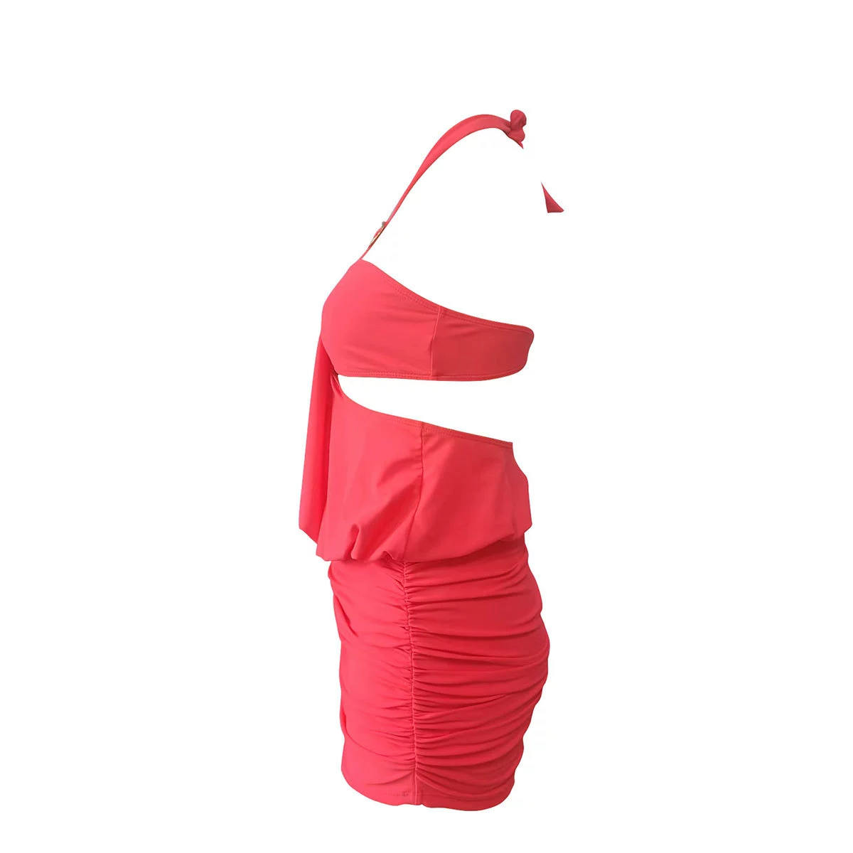 Halter Neck Bandeau Two-Piece Swimsuit with Ruched Skirt view 4