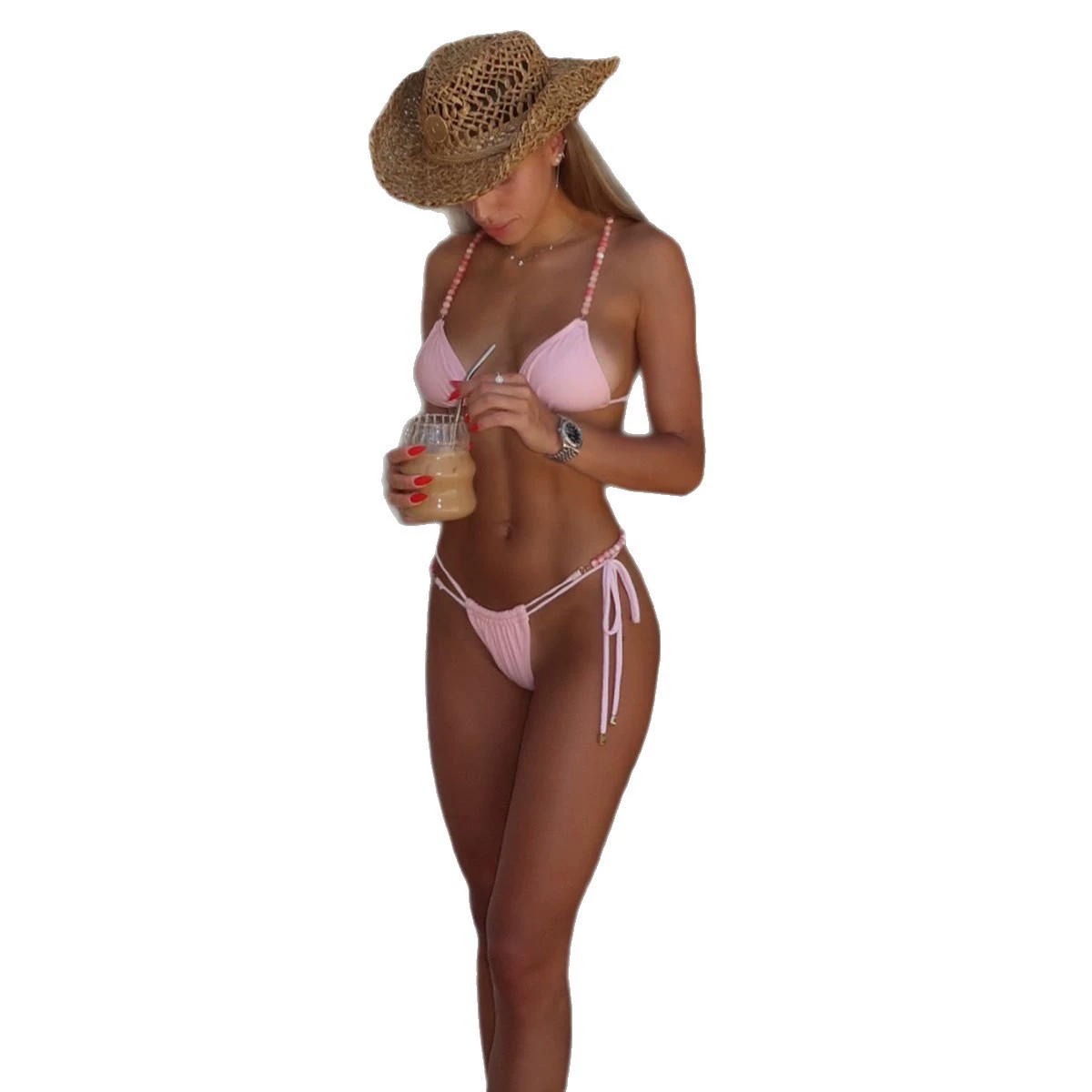 Two-Piece Triangle Bikini Set with Headwrap view 5