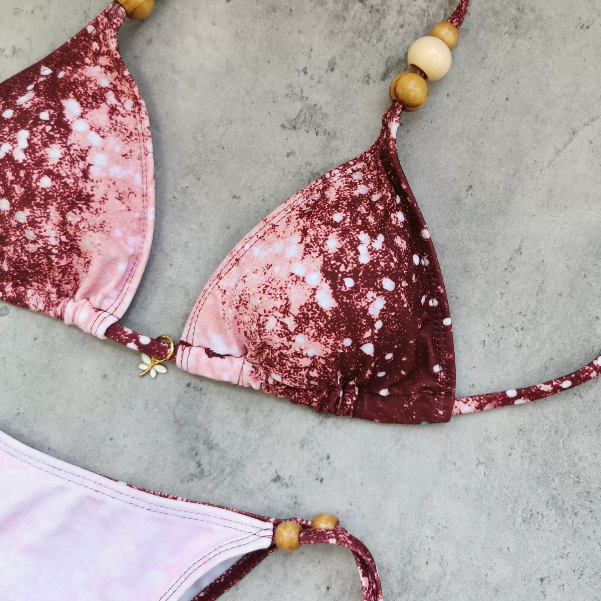 Beaded Triangle Bikini Set with Tie-Side Bottoms view 3